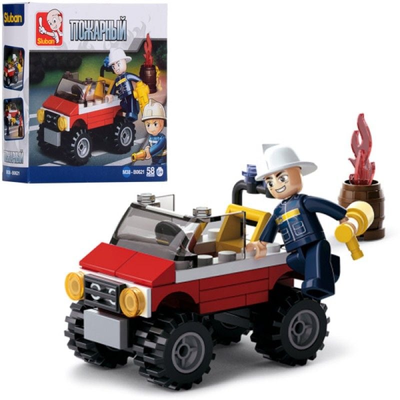 Конструктор 58 дет Fire джип фігурка коробка 14*14*4см M38-B0621 sluban
