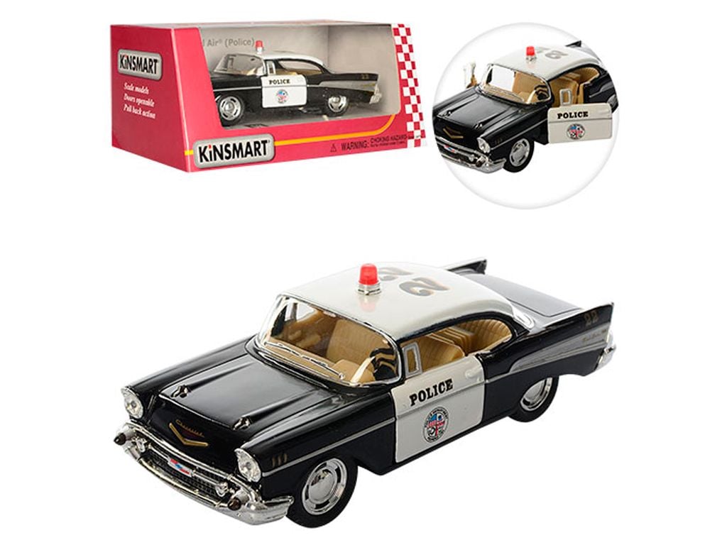 Машина металева Chevrolet Bel Air Police двері відчин інерція гум колеса в коробці 16*8*7см КТ5323W kinsmart