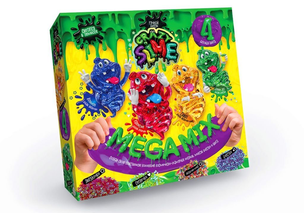 Слайм лизун своїми руками Crazy Slime Mega Mix 4в1 в коробці 18*18*4см SLM-03-02U Danko toys