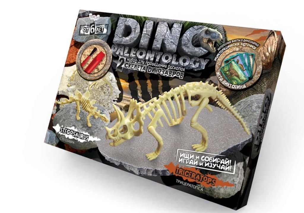 Розкопки динозаври Dino Paleontology 2 скелети Стегозавр і Трицератопс у коробці 40*28*5см DP-01-02 Danko toys