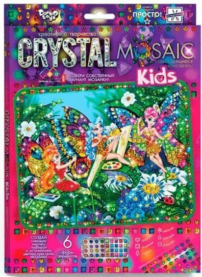 Блискуча мозаїка Crystal Mosaic Kids Дівчата Метелики у коробці СRMk-01-09 Danko toys