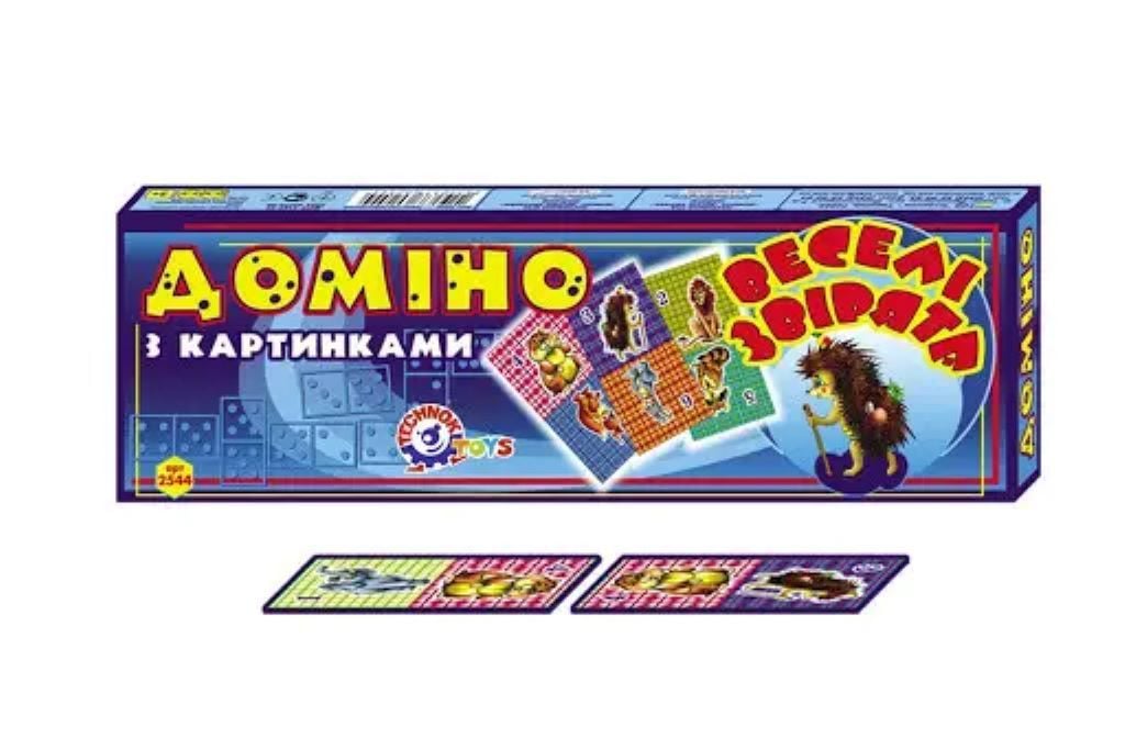 Настільна гра доміно Веселі звірята в коробці 40*13*3см 2544 технок
