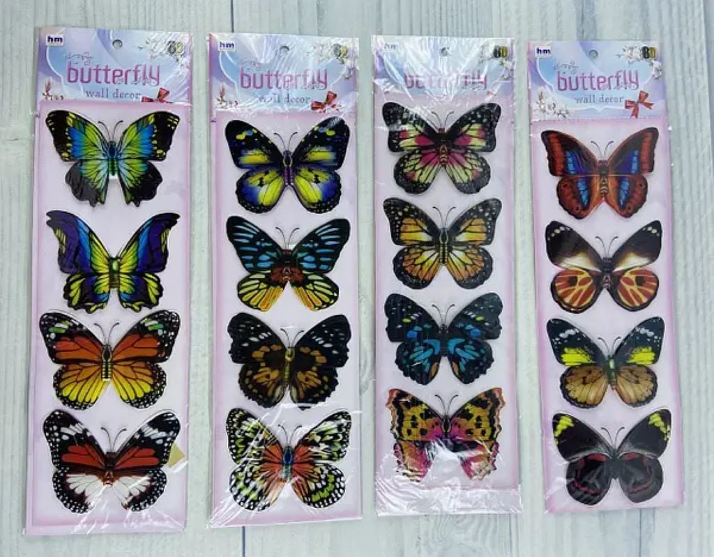 Наліпки Метелики 3D 4шт на планшеті 40*12см 85299 Китай
