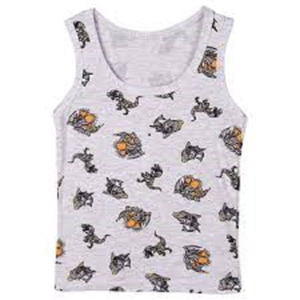 Майка для хлопчика класична трикотаж з малюнком Акула з динозавром сіра 77833 Donella 0-1р