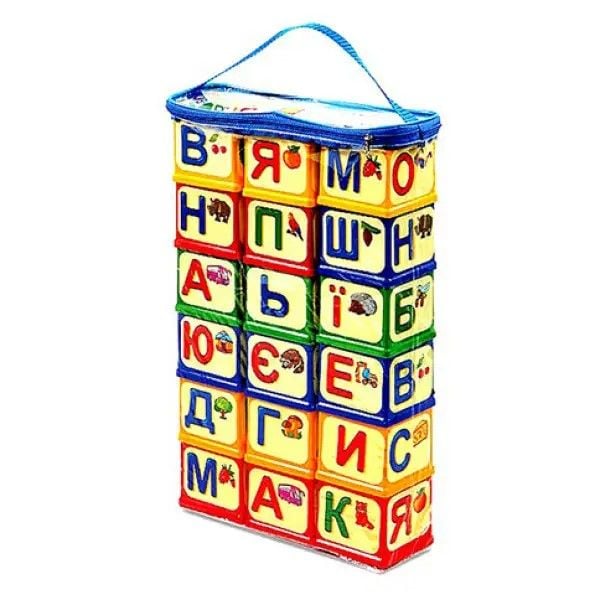 Кубики 18шт абетка пластик у сумці 40*30см ЮН064 юніка