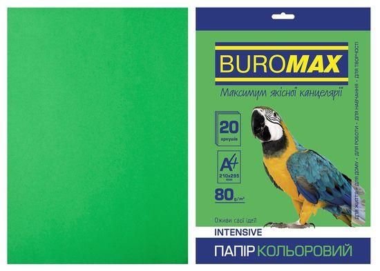 Папір кол. А4 80г зелений 20аркушів 2721320-04 Buromax