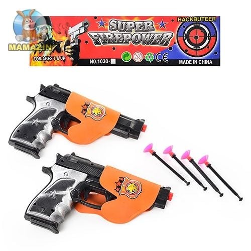 Пістолет на присосках у кабурі  2шт пакет 1030-2 Китай