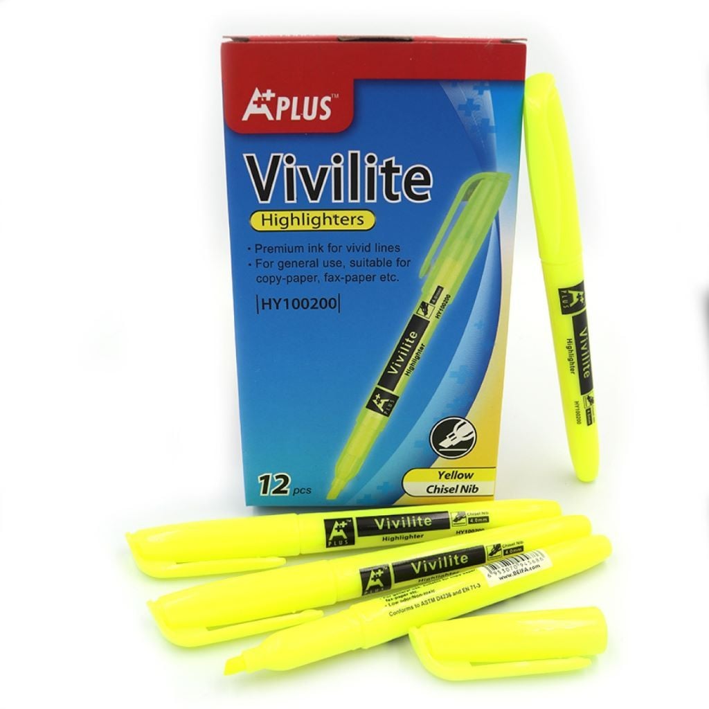 Маркер текстовий Vivilita зі скошеним кінцем жовтий HY100200-YL A+plus