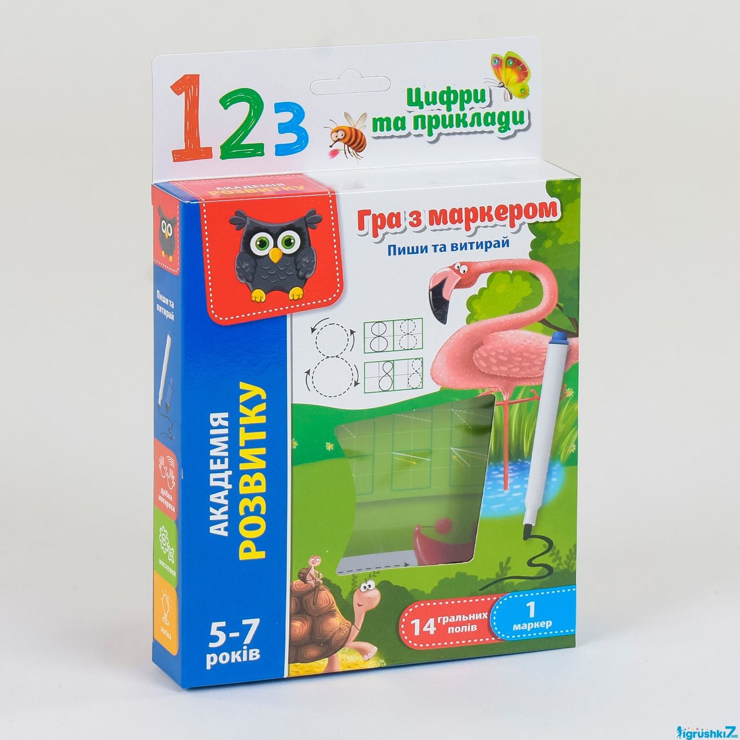 Гра з маркером Цифри та приклади пиши та витирай коробка 20*14,5*2,5см VT5010-04 Vladi Toys