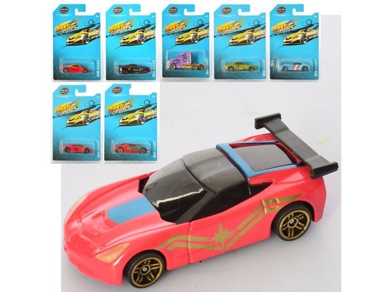 Машина мет 7см 8 видів на  планшеті 666-46 Китай