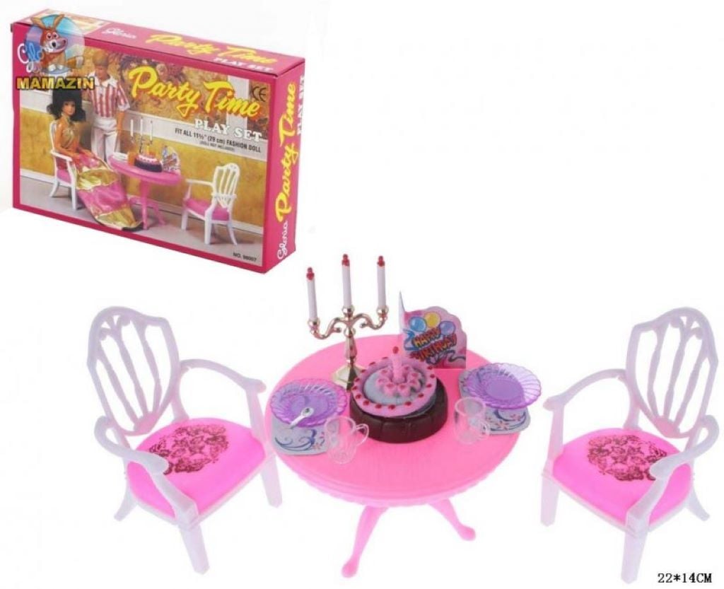 Меблі для ляльок Їдальня стіл+2стула в коробці 21,5*15*5см 98007 Глорія