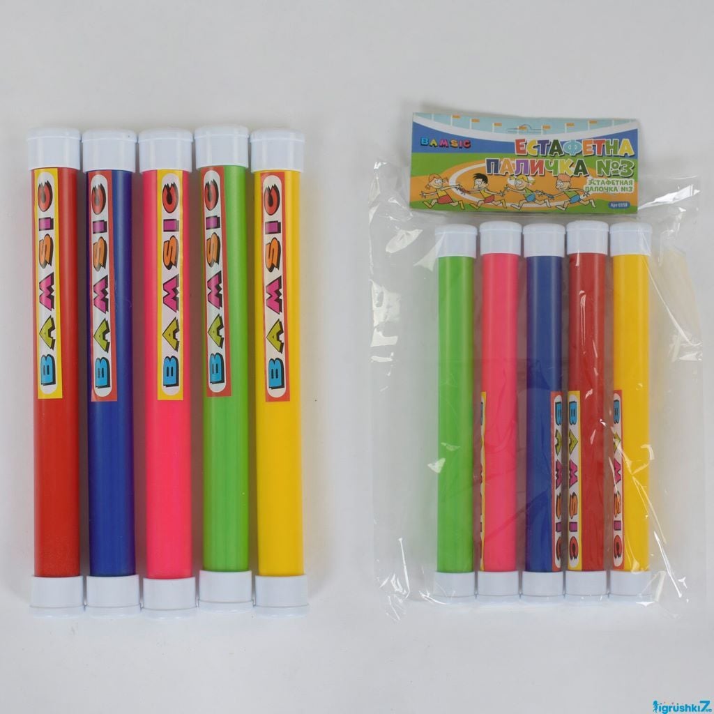 Естафетна паличка набір 5 шт довжина 28см пластик у пакеті 0358 Bamsic