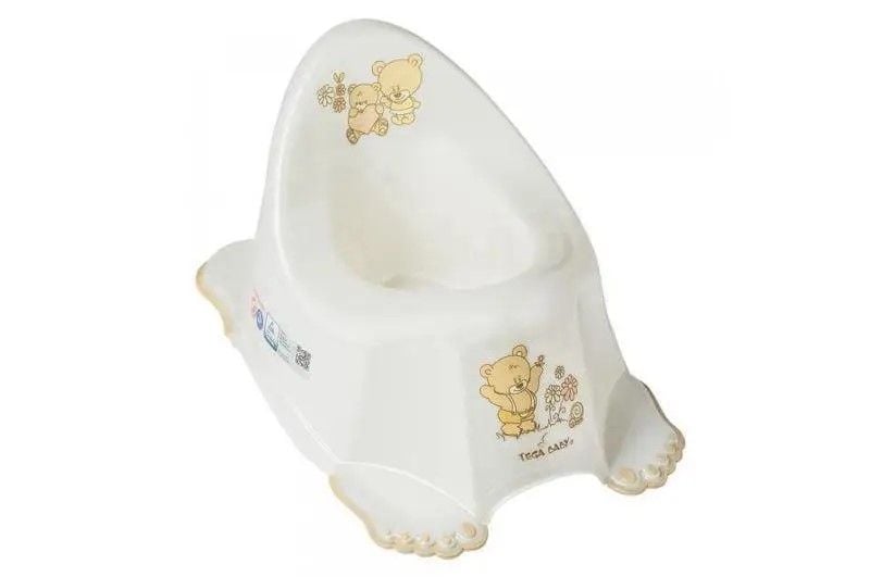 Горщик Ведмедики з протиковзною гумою муз біла перлина пласт РО-046-118 TEGA  BABY