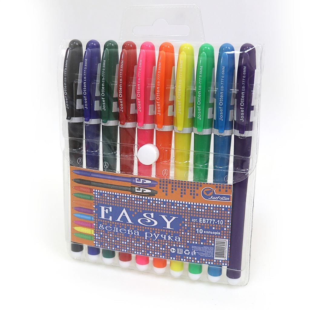 Ручка гелева набір 10шт 10кольорів кольоровий корпус EB777-10 Josefotten