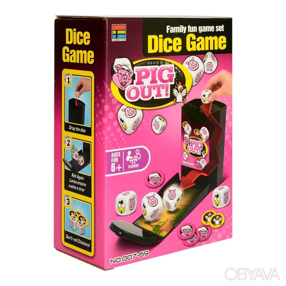 Настільна гра PIG OUT Поросята картки кубіки коробка 16*23*8см 6+ 007-69 Китай