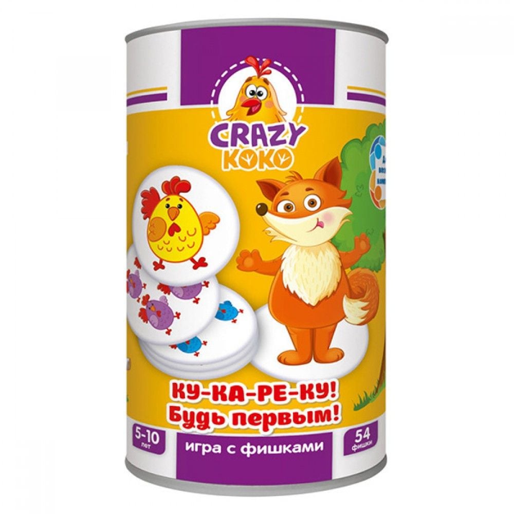 Гра з фішками Ку-ка-ре-ку збери п'ятірку в тубі 8*15см CRAZY COCO VT8020-04 Vladi Toys