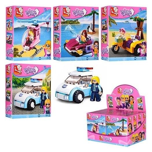 Конструктор типу лего від67 до 78 дет Рожева Мрія Транспорт у коробці 16,5*14*4,5см M38-B0600 sluban