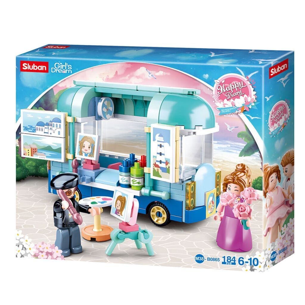Конструктор типу лего 184 дет Girls Dream Студія на колесах мольберт у коробці 28*23*6см М38-В0865 sluban