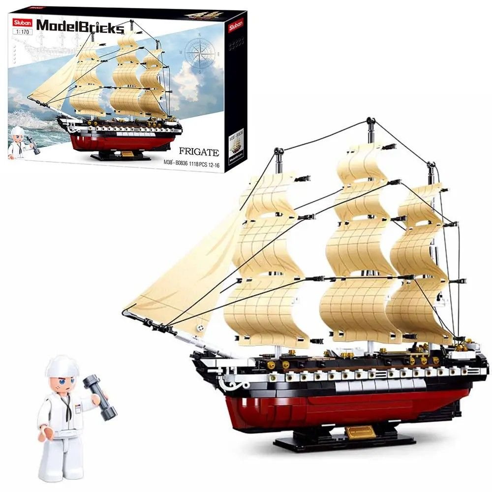 Конструктор типу лего 1118 дет Model Bricks Фрегат у коробці 64*42*9см M38-B0836 sluban