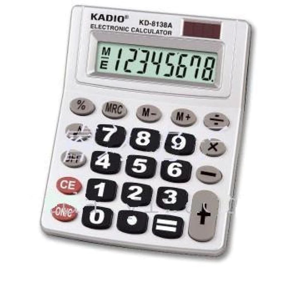 Калькулятор 8 розрядий 11*14*1см сонячне живлення і батарейка у коробці 15*12*3см KD-8138A Kadio