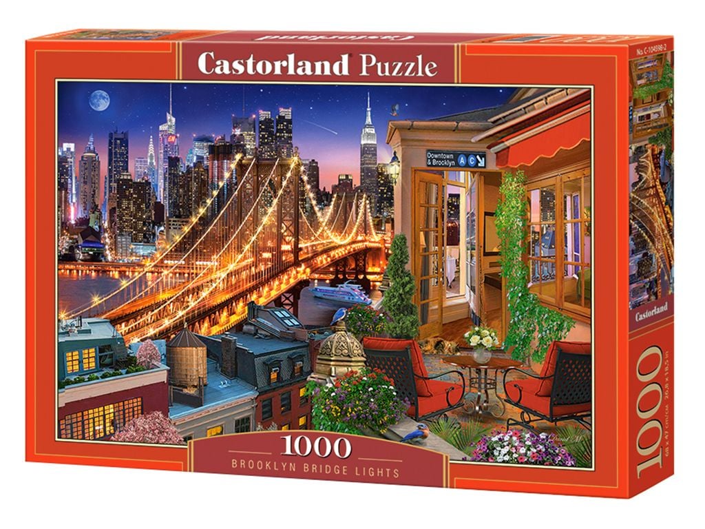 Пазли 1000ел Вогні Бруклінського мосту 68*47см коробка 34*25*5см C-104598 Castorlend