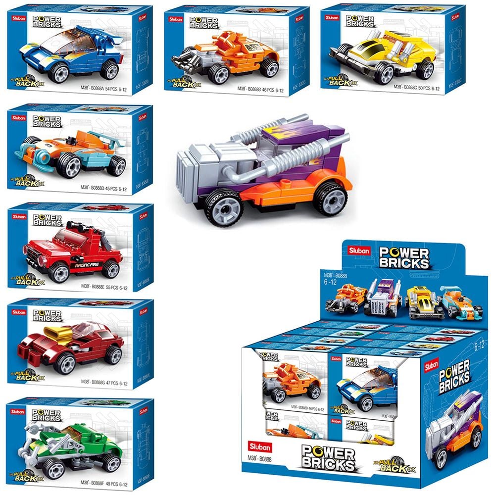 Конструктор 45дет POWER BRICKS машинка 8 видів у коробці  14*10*4см M38-B0888 sluban