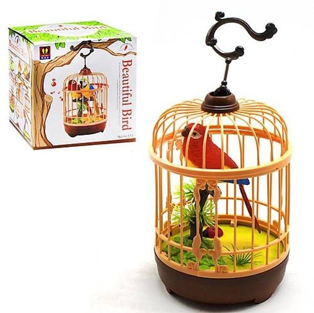 Пташка в клітці муз на бат звук світло      коробка 14*13*10 HL518-1A Китай