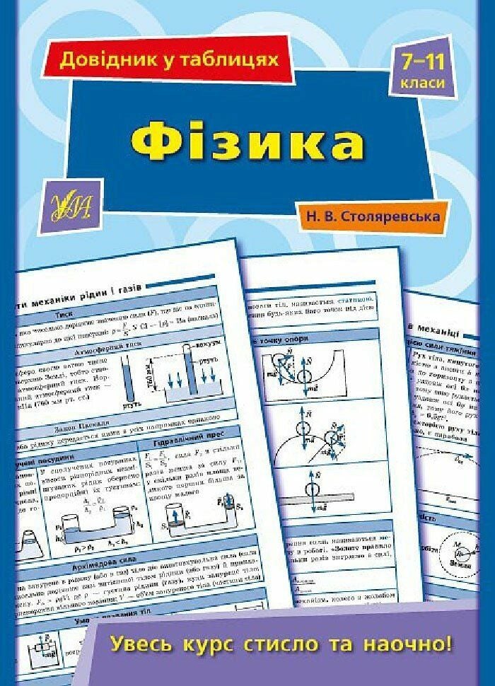 Книга довідник у таблицях Фізика 7-11класи 23,5*16,5см 843620 УЛА