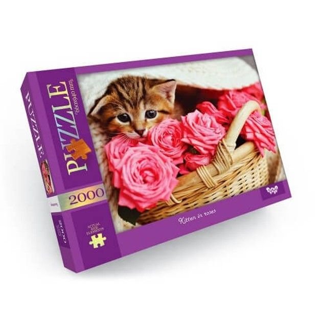 Пазли 2000ел Kitten in roses 660*940 коробка 35*26*4см C2000-01-05 danko toys