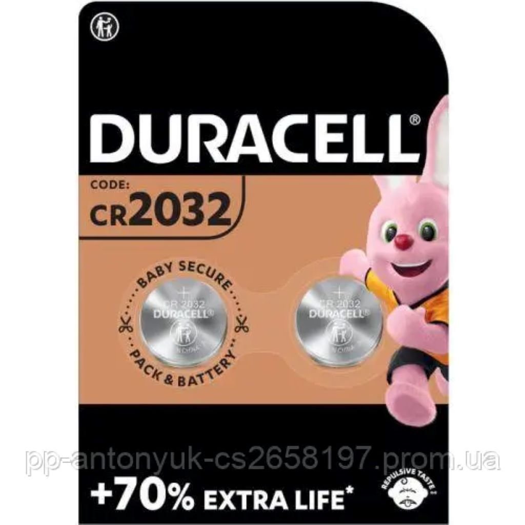 Батарейка таблетка Duracell CR 2032 Lithium 2шт блістер 4967 DURACELL