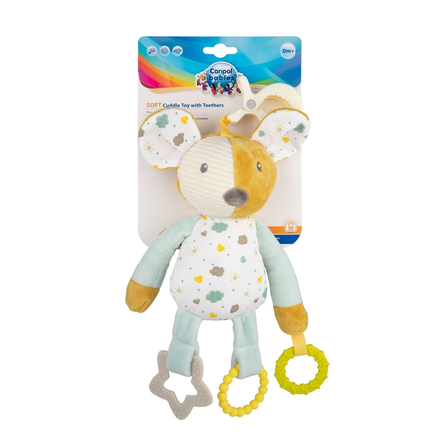 Брязкальце м'яке з прорізувачем Mouse на прищипці 77/201 canpol