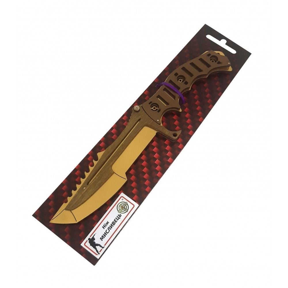 Ніж  Мисливець Gold дерево на планшеті 28*7,5см 360160 україна