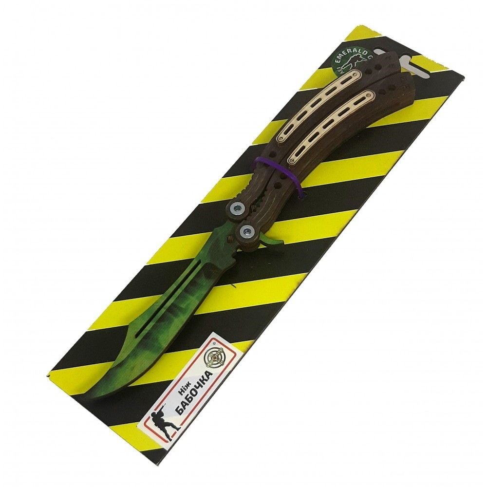 Ніж Метелик Смарагд дерево  планшеті 28*7,5см 360085 україна