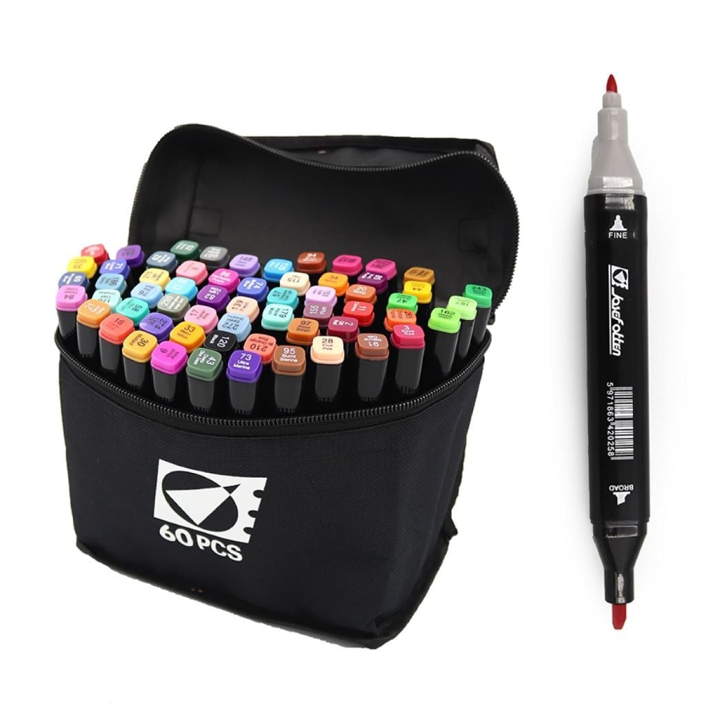 Скетч маркери набір 60шт двосторонні  в сумці мікс кол ST40661 Китай