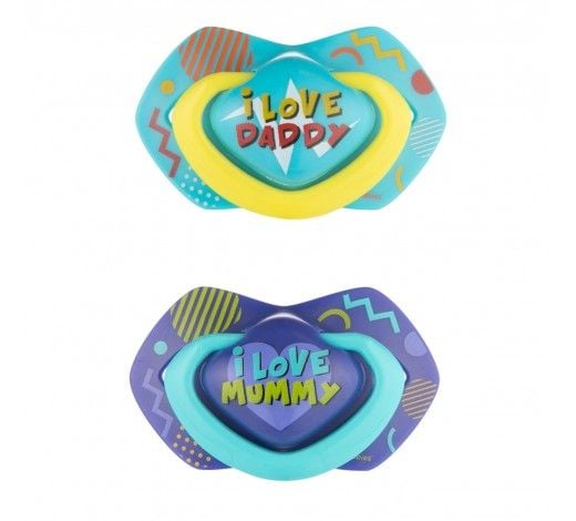 Пустушка силіконова симетрична 6-18міс NEON LOVE 2шт блакитна 22/653_blu canpol