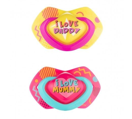 Пустушка силіконова симетрична 6-18міс NEON LOVE 2шт рожева 22/653_pin Canpol