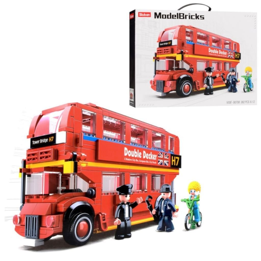 Конструктор типу лего 382дет Model Bricks Двухповерховий автобус у коробці 42*32*6.5cм M38-B0708 sluban