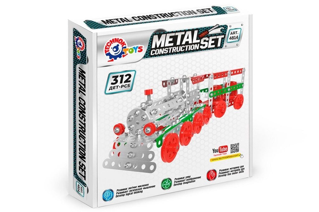 Конструктор металевий 312дет Потяг в коробці 19*19*3,5см 4814 технок