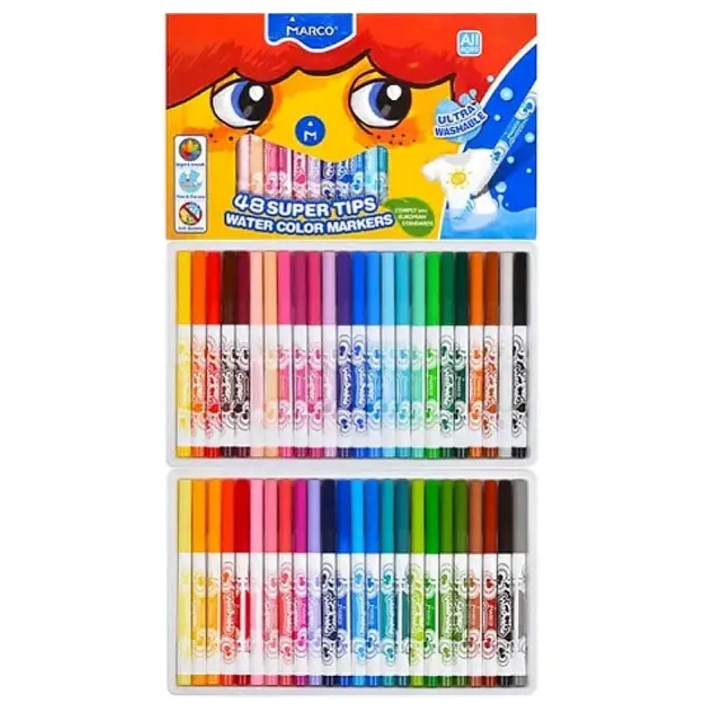 Фломастери 48кольорів Ultra  Washable у коробці 31*19*3см FM1630-48CB Marco