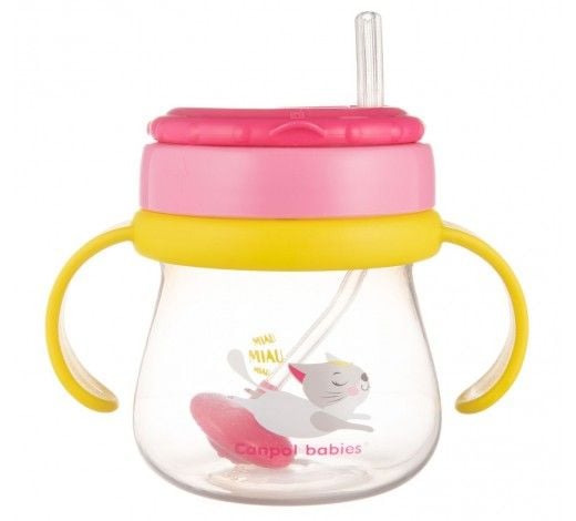 Кружка зі складною силіконовою трубочкою і обтяжувачем 250мл Котик 56/520 canpol