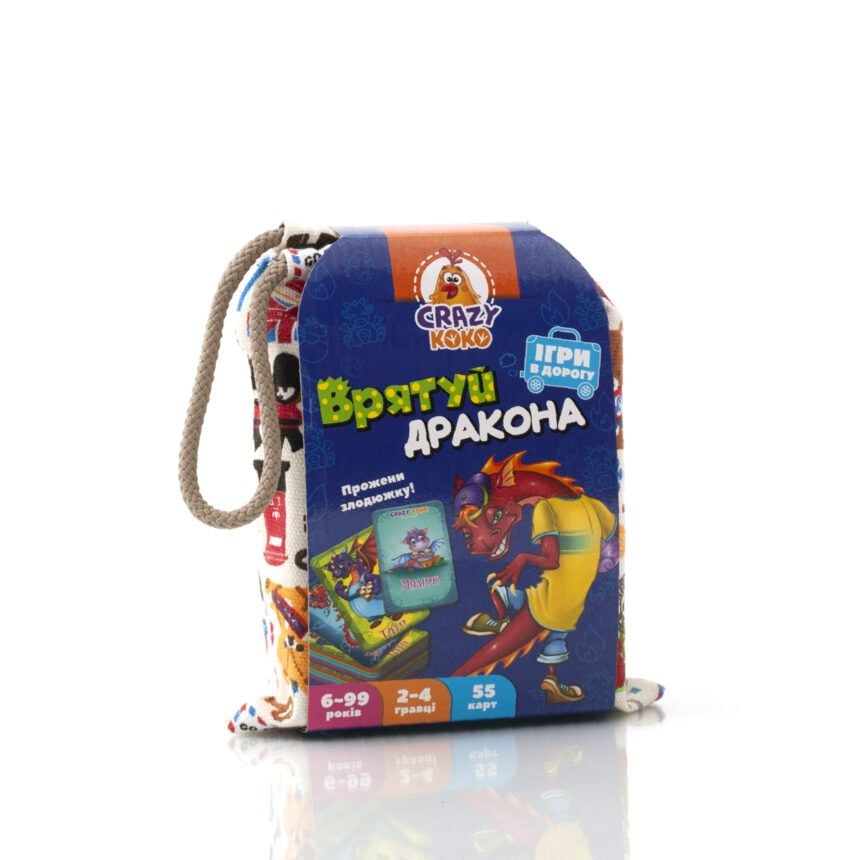 Гра Врятуй Дракона 55карт укр у тканинній сумці12*18*6см СRAZY KOKO VT8077-11 Vladi Toys