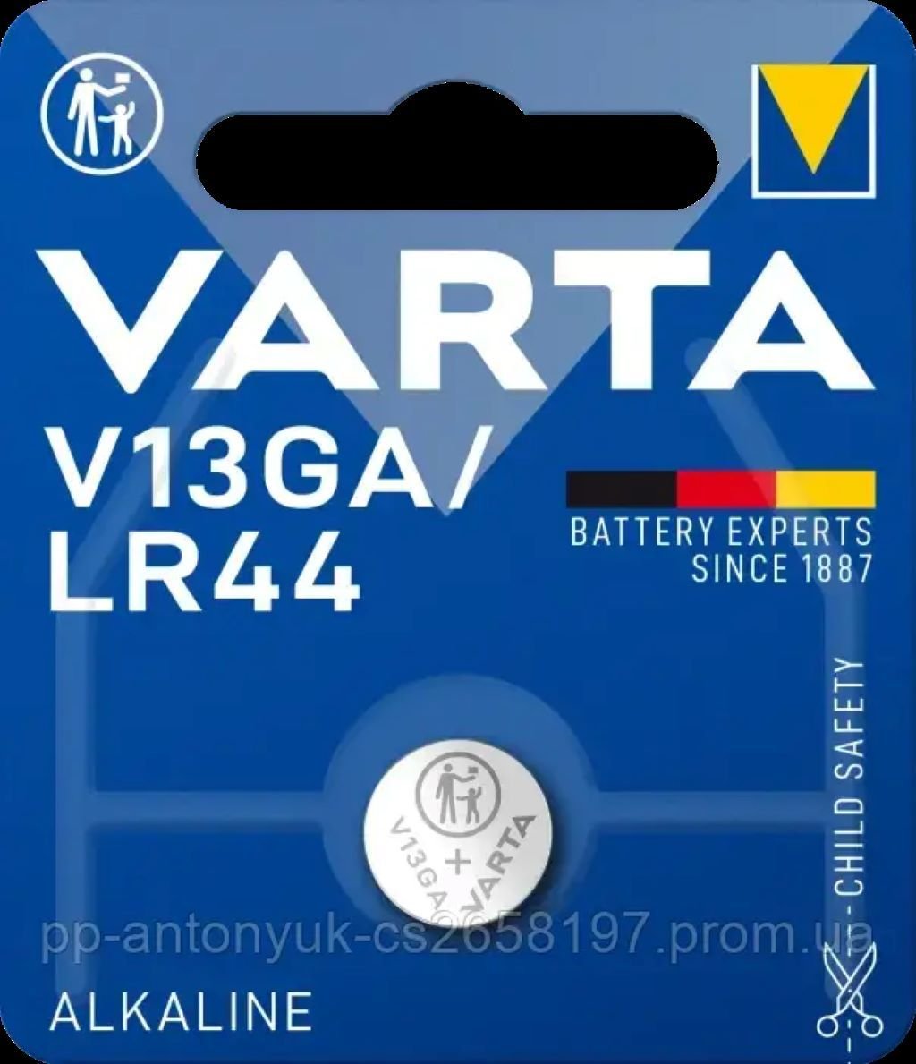 Батарейка для слухових апаратів alkaline 1шт в блістері V13GA/LR44 VARTA