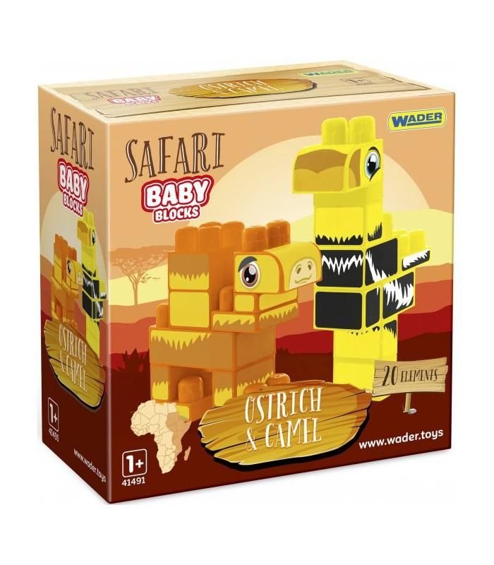 Конструктор 20д BABY BLOCKS Cафарі страус-верблюд коробка 19*19*8см 41504 wader