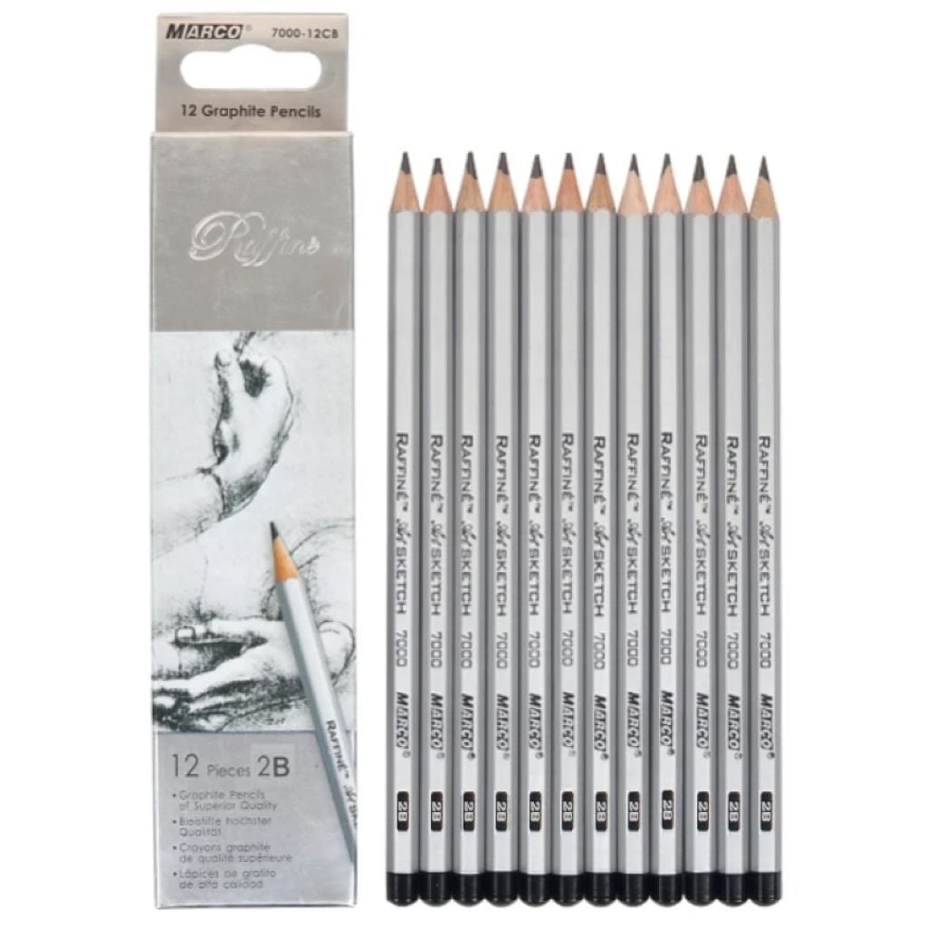Олівець графітовий шестигранний 1шт 2B в коробці 7000-12CB 2B Marco