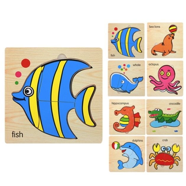 Дерев'яні  пазли Морські тварини пакет 15*15см NA-2181-7 Китай