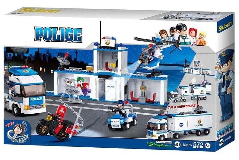 Конструктор POLICE 572ел поліцейська дільниця фігурки коробка 52*33*7см M38-B0376 sluban