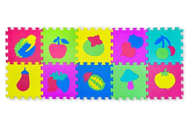 Килимок-пазл  EVA 28,5*28,5*08см 10шт техніка фрукти-овочі в плівці EVA0634 Китай