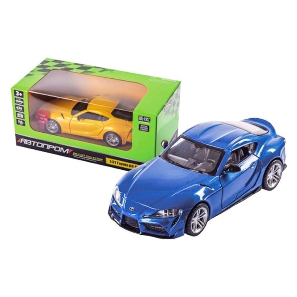 Машина металева 1:31 Toyota GR Supra звук світло відкр двері у коробці 20*9*10см 68417 Автопром