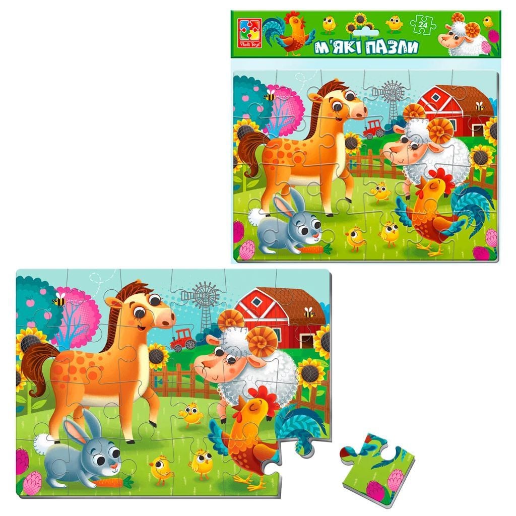 Пазли м'які А4 Ферма 24ел в пакеті 34*24см VT1102-31 Vladi Toys