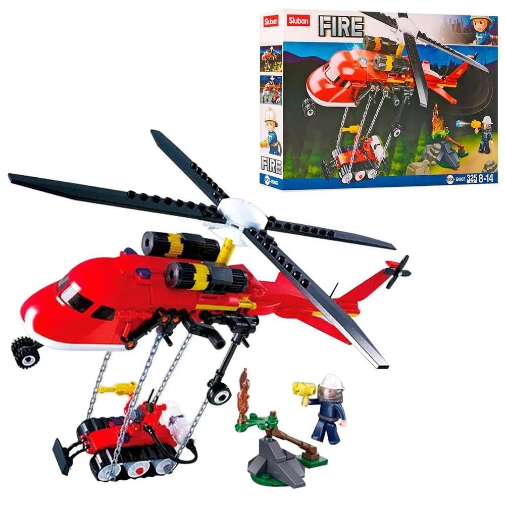 Конструктор Fire 325 дет Пожежний вертоліт фігурки в коробці 38*24*7см M38-B0807 sluban